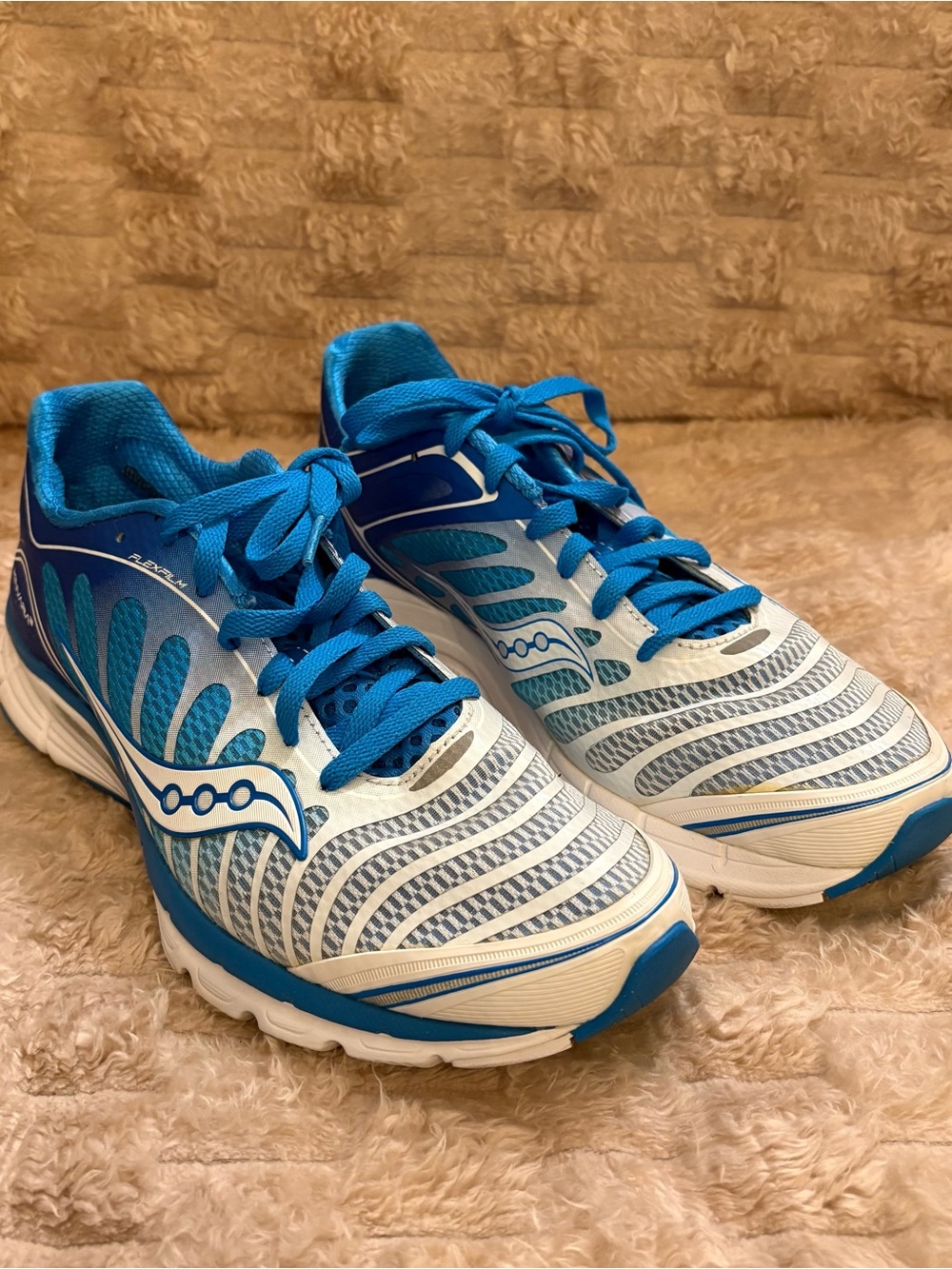 Saucony Kinvara 3 Womenโs White and Blue Athletic Running Shoes
0621